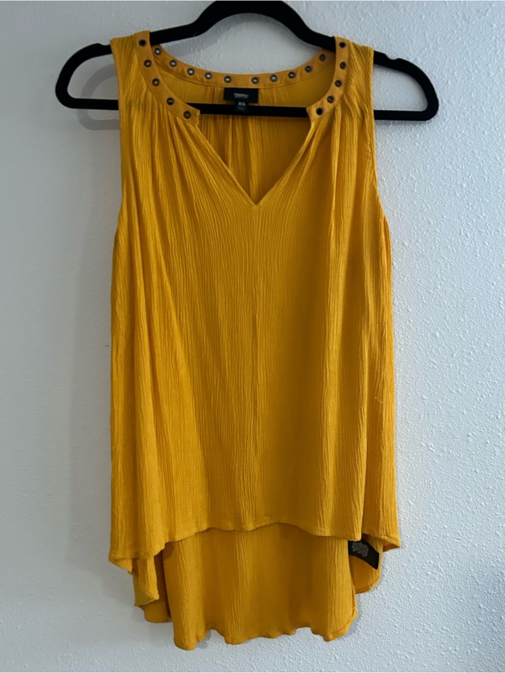 Mossimo Supply Co. Mustard Yellow Sleeveless V-Neck Tank with Stud Trim